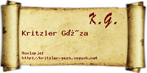 Kritzler Géza névjegykártya